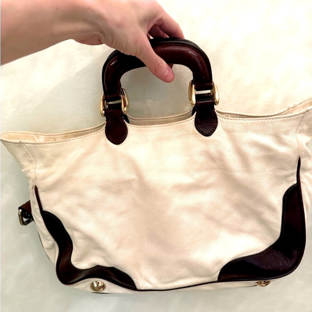 Fendi White Leather Borsa Hobo Handbag